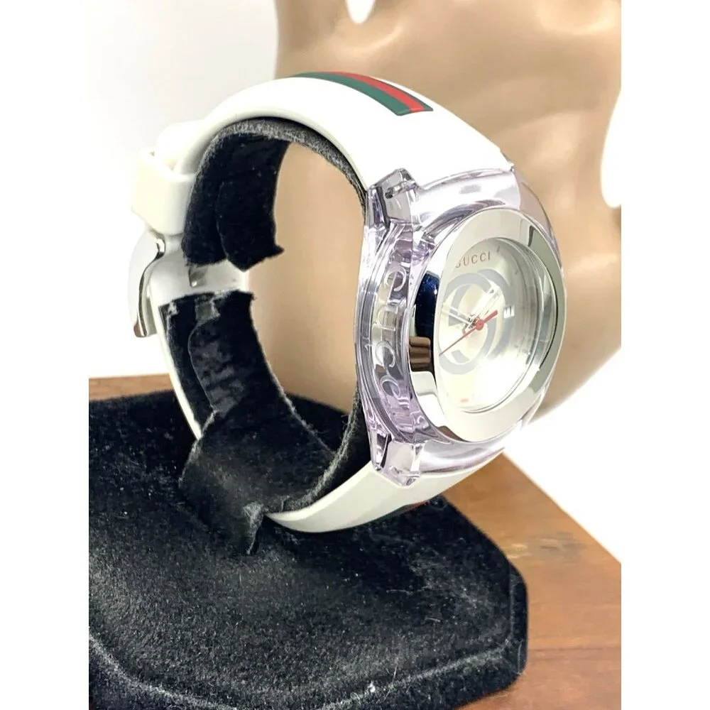 GUCCI Women's Watch SYNC YA137302 Swiss Quartz White Rubber Band 36mm - Picture 14 of 14